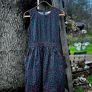 Navy blue and red cherries 1901 petite Large dress